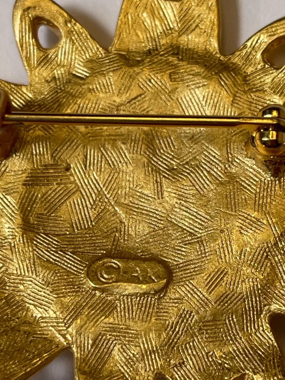 Vintage Anne Klein Gold Sun Face Brooch.